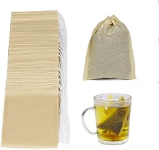 SYCARON 200 Pcs Tea Filter Bags, Disposable Tea Bags for Loose Tea and Coffee Paper Filter Tea Bags with Drawstring Empty Tea Bag, Natural Material (3.54 x 2.75 inch)