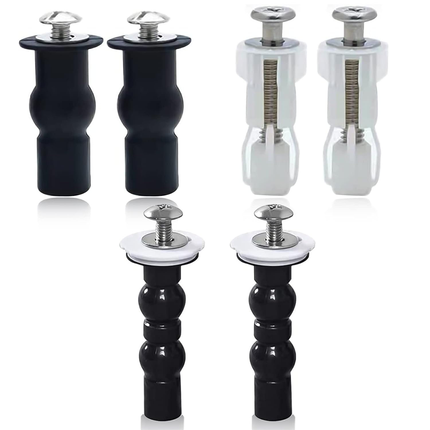 Toilet Seat Screws Hinges Bolts Screw 3 Pairs Universal Toilet Seat Fixings Expanding Rubber Top