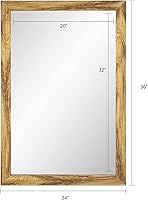 Vista 2 de ANDSTAR Espejo de pared con marco de madera de 24 x 36 pulgadas, espejo rectangular rústico retro para colgar en el dormitorio, baño, espejo rústico