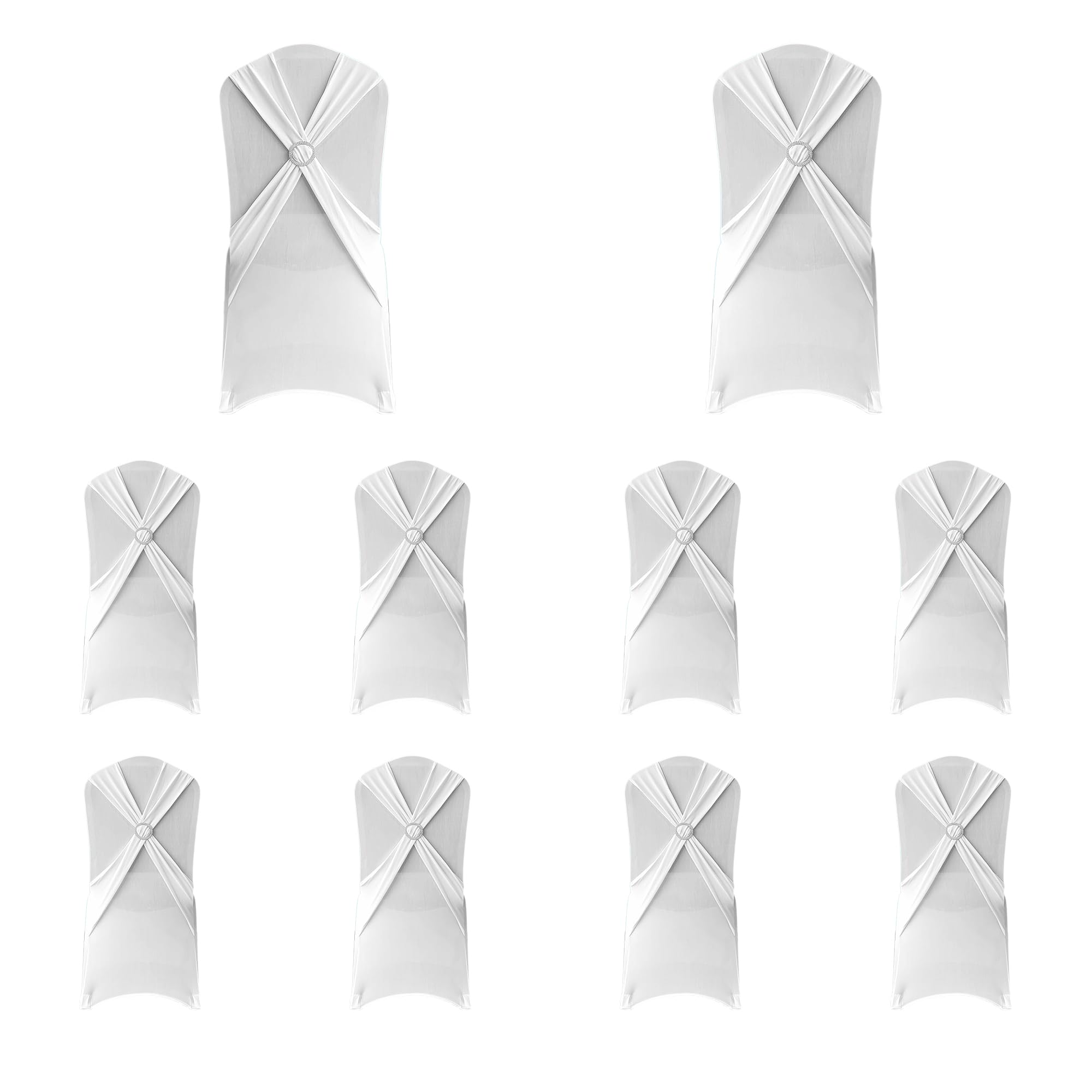 WedDecor 50pcs Wedding Chair Covers with Band & Slider Buckle - White — image 1