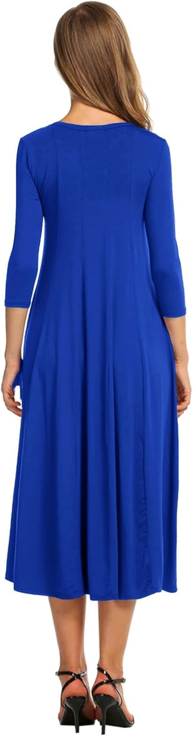 HOTOUCH Women's 3/4 Sleeve A-line and Flare Midi Long Dress - Image 2