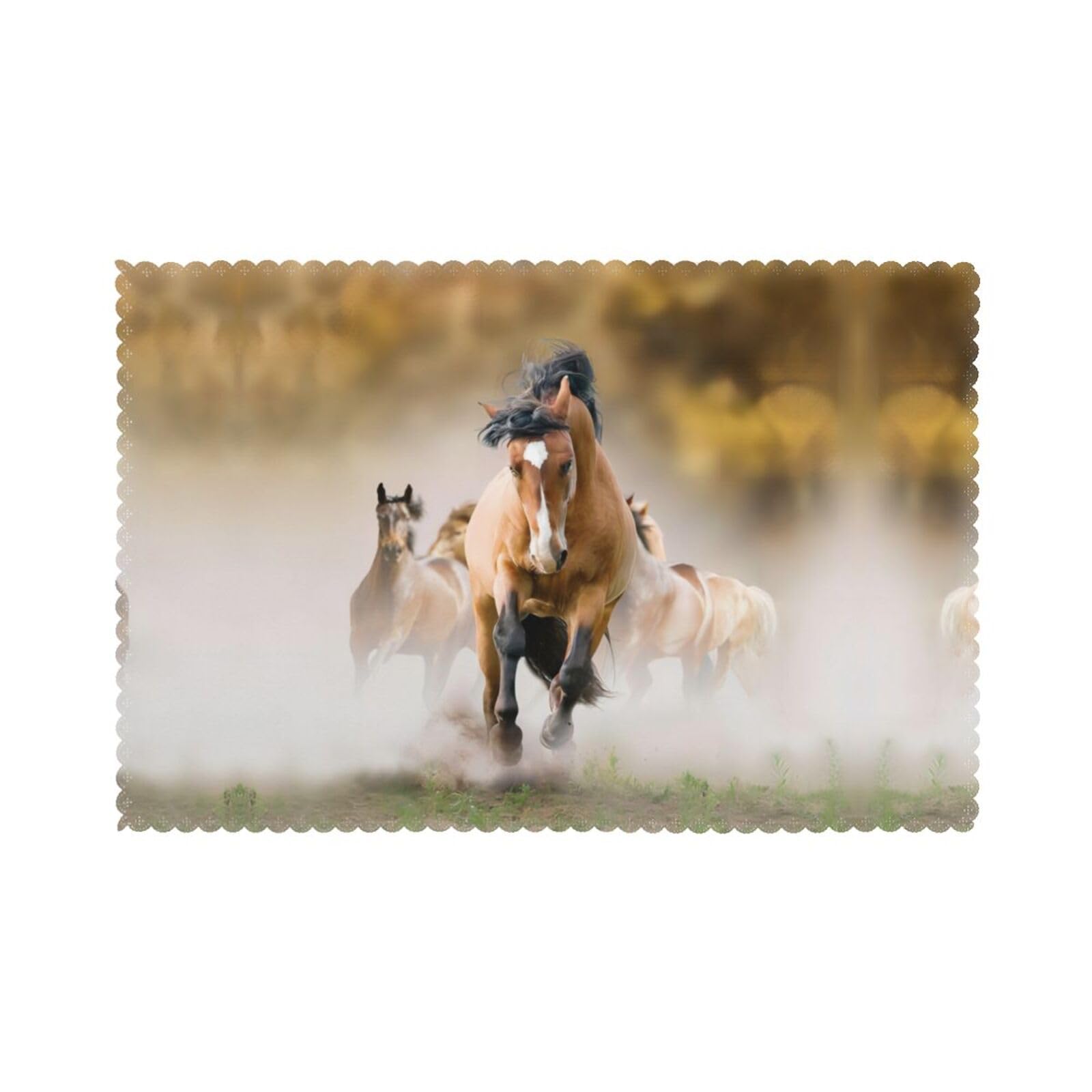 Horses Printed table mat set (6 pieces) - Aesthetic upgrade for family gatherings and hotel banquets