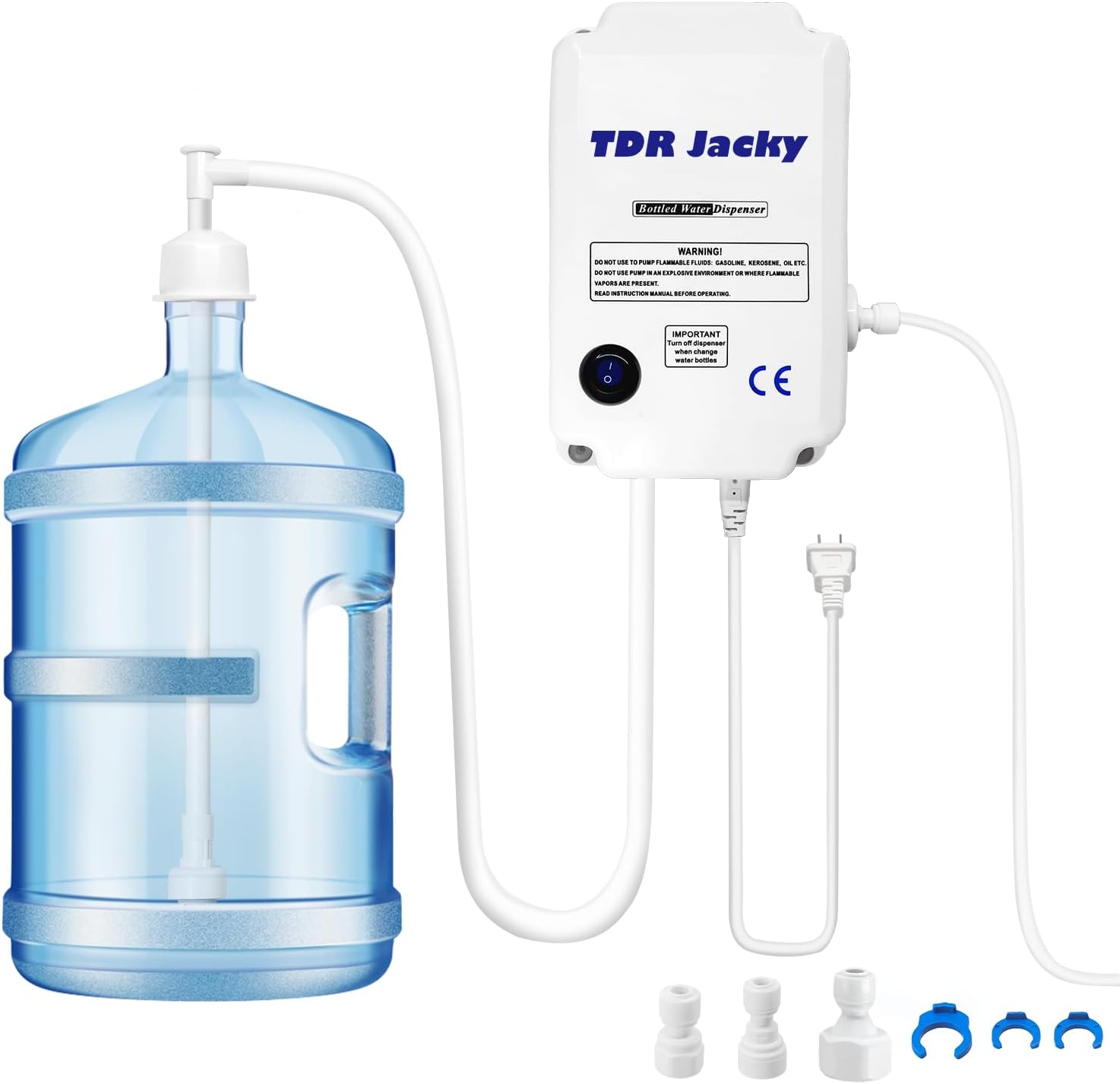 Electric Water Dispenser Pump, 110V Bottled Water Pump System with 20ft Food-Grade Pipe, Wall-Mounted Design, Float Sensors for Home, Office, Ice Maker, Coffee Machine