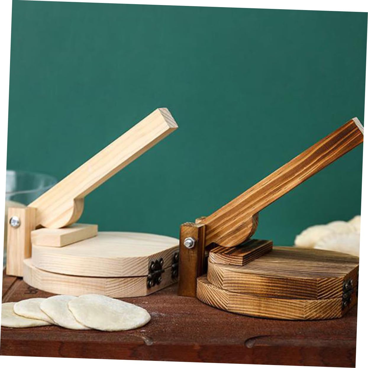 BIUDECO Handmade Wooden Dough Presser Dumpling Wrapper Presser Dough Pressing Tool Perfect for Dumplings Biscuits Mini Pies
