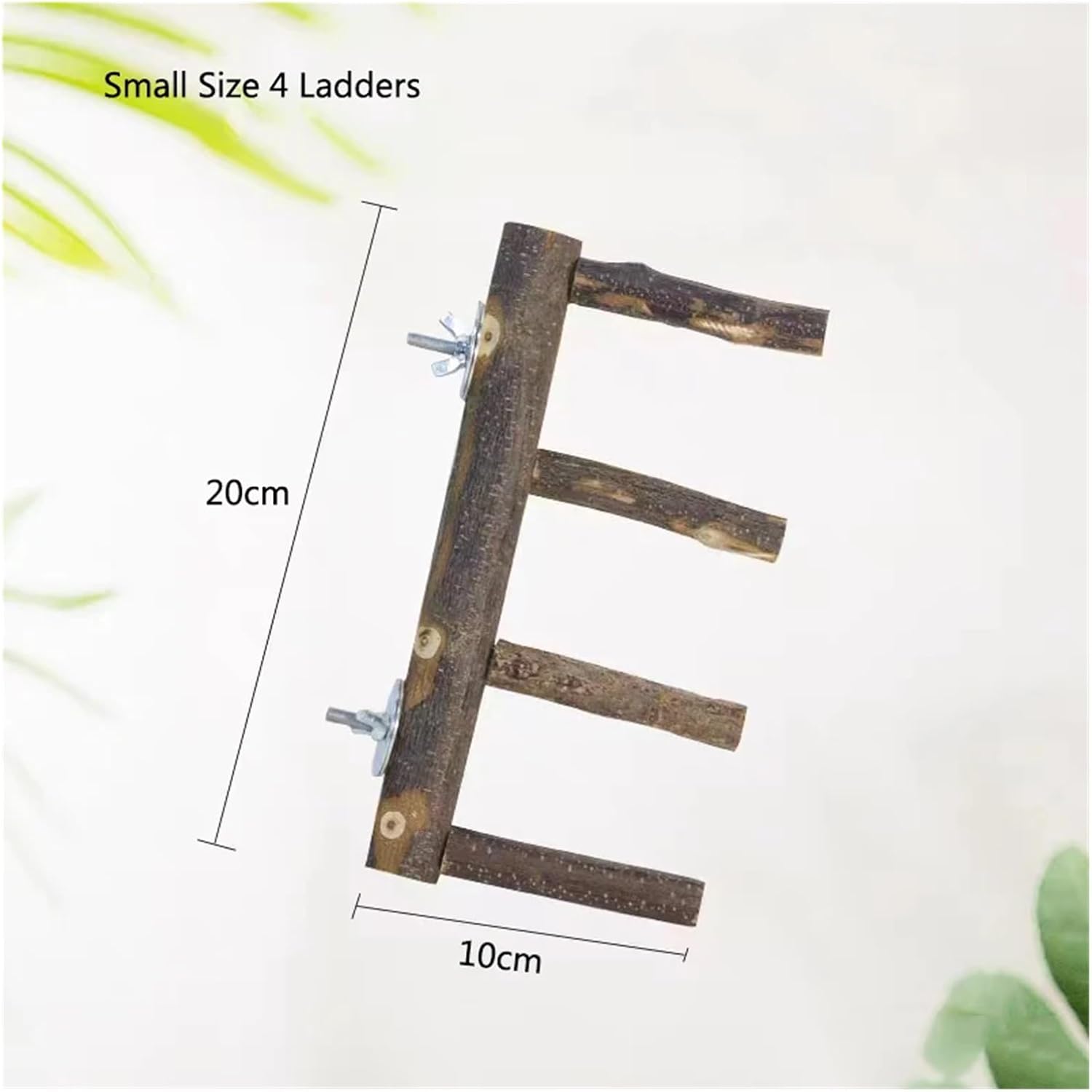 2 Pcs Natural Tree Wood Pet Parrot Ladders Stand Rack Squirrel Bird Hamster Branch Perches Chew Bite(20cm 4Ladders)