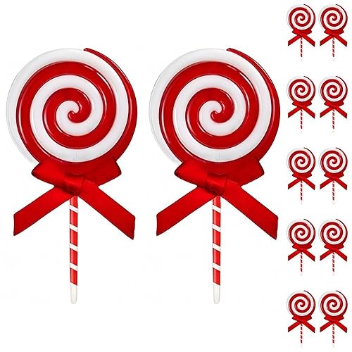 12Pcs Christmas Candy Cane Plastic Candy Decorations Peppermint Hanging Ornaments