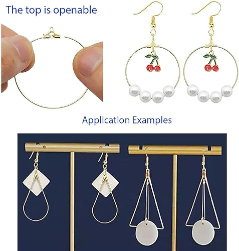 Miniatura 3 de 50 piezas de Adabele resistentes al deslustre en forma de cometa con cuentas de aro chapados en oro amarillo de 18 quilates, aretes