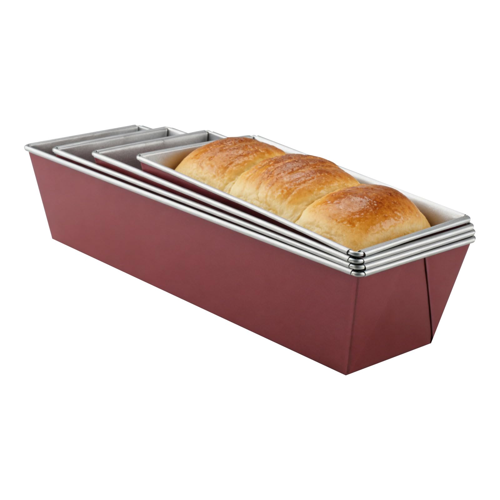 4 moldes para pan de 20/25/30/35 cm, molde para pan tostado, molde para pan, molde de acero al carbono, para tartas, pan tostado, tarta de queso, brownie, castaño, distribución del calor