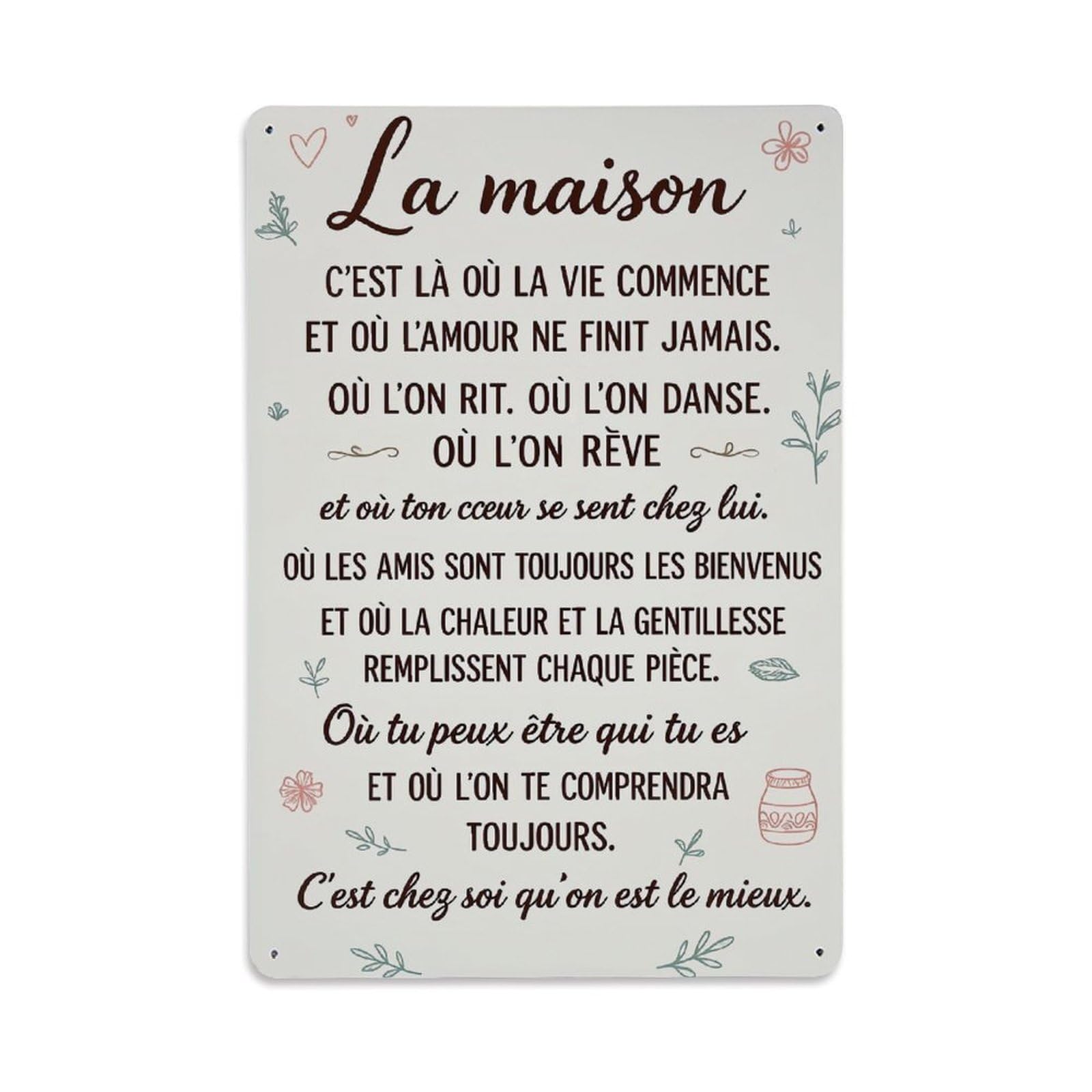 Jdfenggu Vintage La Maison Poem Print Retro Metal Tin Sign, Decor Art Poster For Bar, Home, Man Cave, Kitchen, Laundry Room Gift 8X12inch