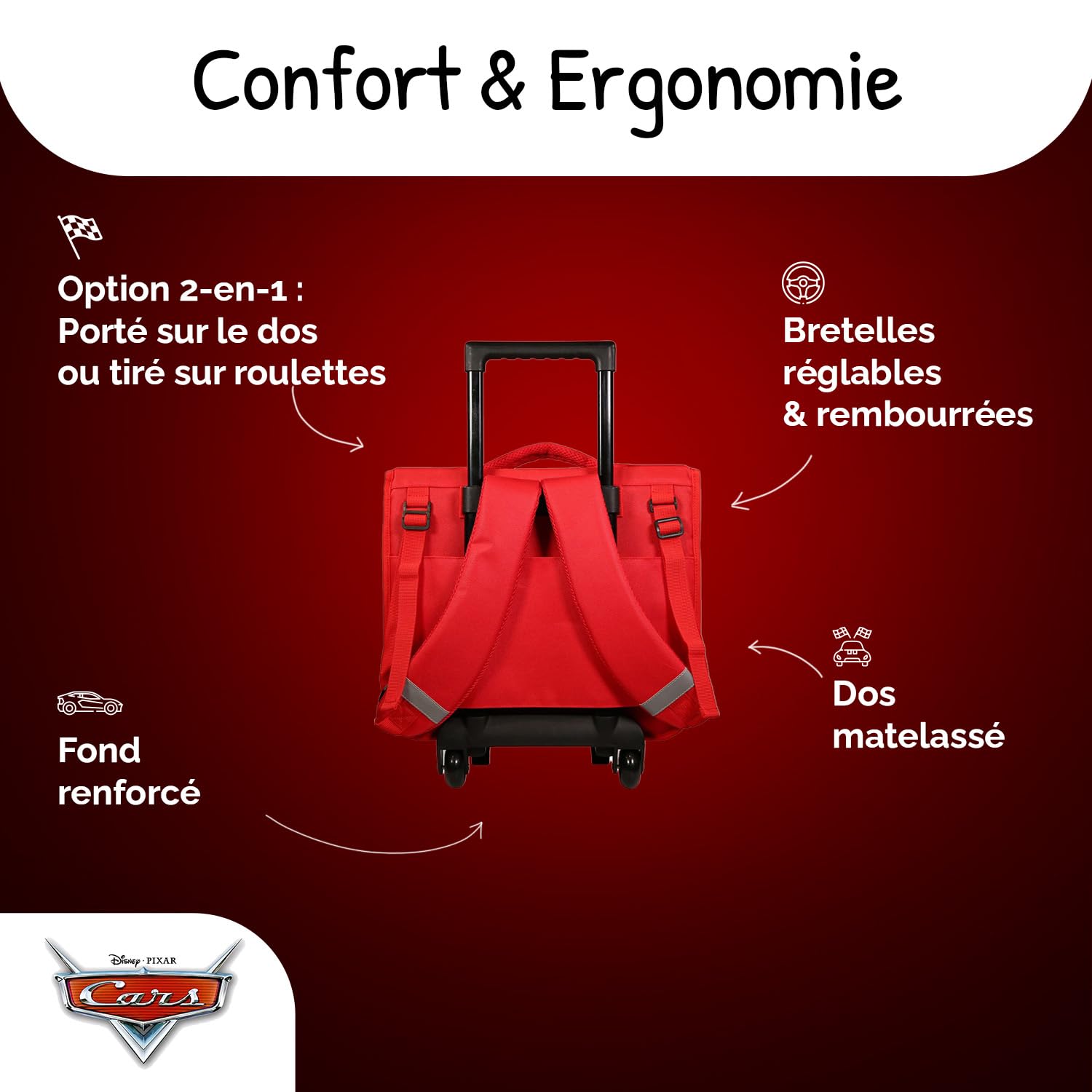 Bagtrotter - Cartable Primaire Garçon 38 cm - Grand Rangement - Tons Orange & Rouge - Différents Modèles & Licences
