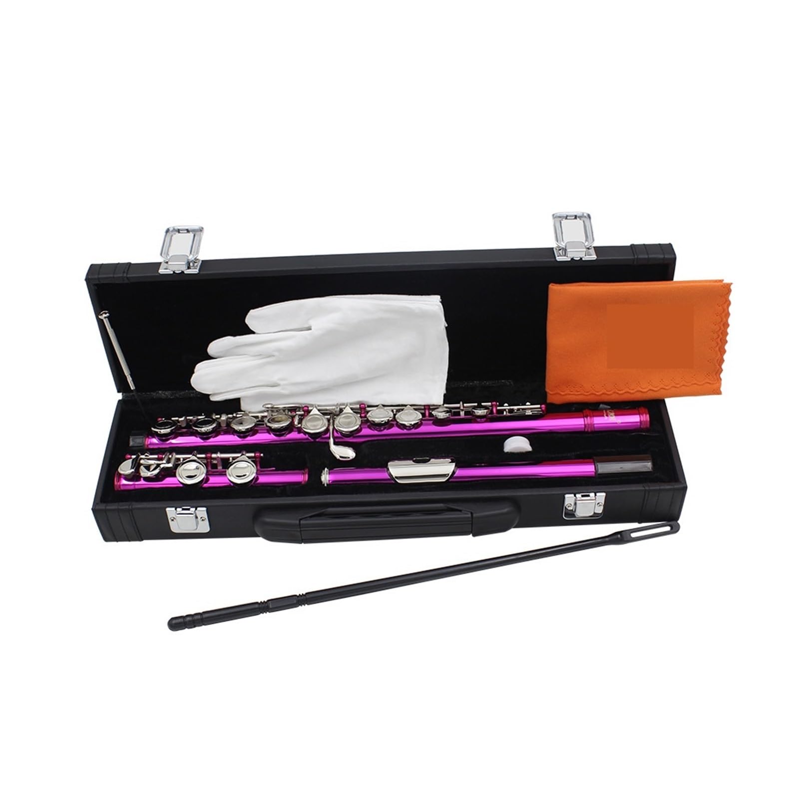 Flauto tono C a 16 fori rosa rosso con strumento a fiato chiave E Chiave chiusa Flauto a tubo in cupronichel con scatola Accessori musicali