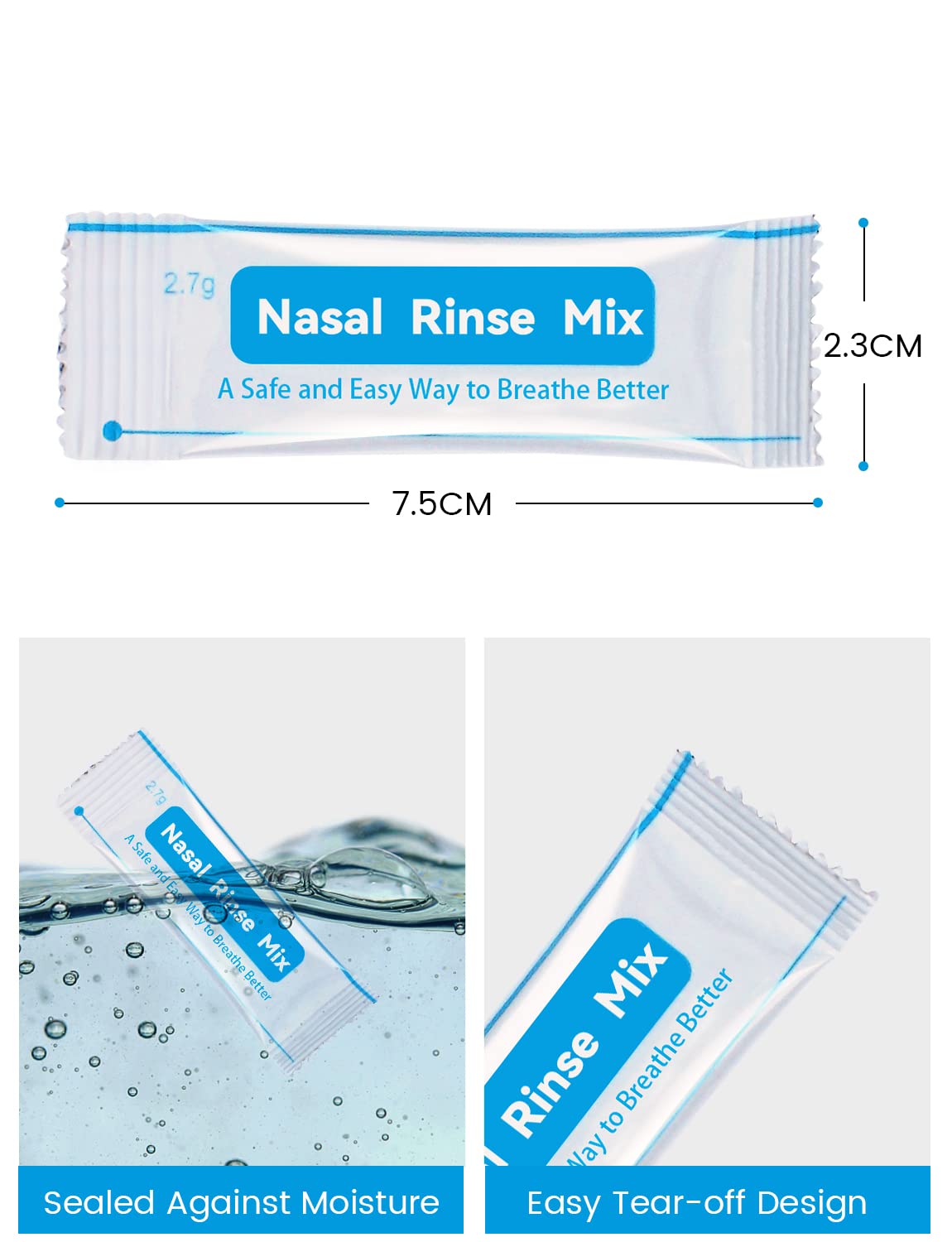 sinus Flush Supplement, 40 Sachets de Sels de Rinçage des Sinus, Emballés Séparément