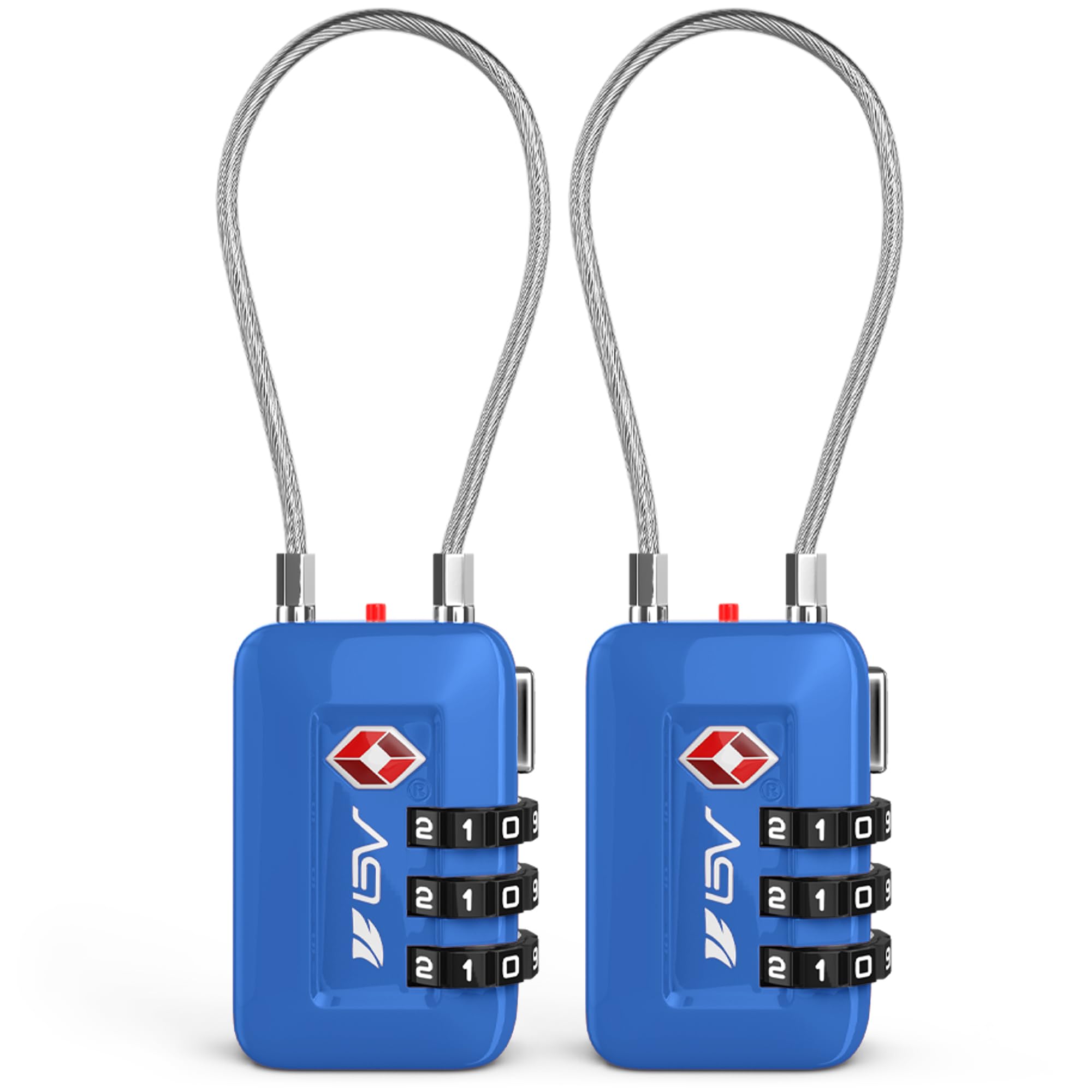 TSA Accepted Luggage Travel Lock, Set-Your-Own Combination Lock for School Gym Locker, Luggage Suitcase Baggage Locks, Filing Cabinets, Toolbox, Case (Blue, 2 Pack)