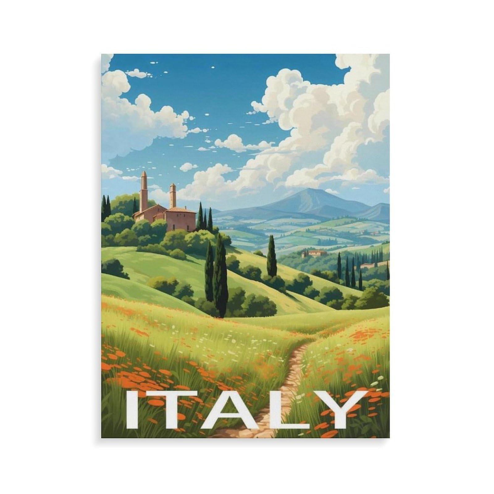 Italy，Paint by Number DIY Oil Painting Paint by Numbers Kits for Adults Beginner Canvas Acrylic Arts Craft for Home Wall Decor Drawing(20x30cm-P98