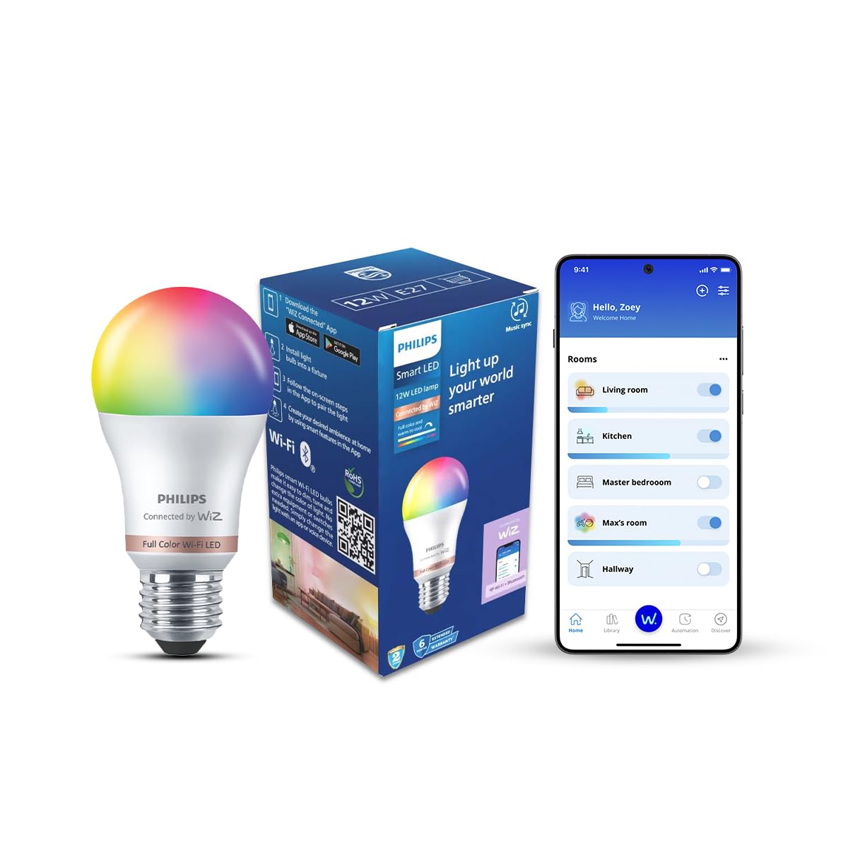 PHILIPS WiZ 12W E27 Wi-Fi & Bluetooth LED Smart Bulb with Music Sync, Compatible with Amazon Alexa & Google Assistant, 16 Million Colours & Motion Sensing Technology | Pack of 1-image-40