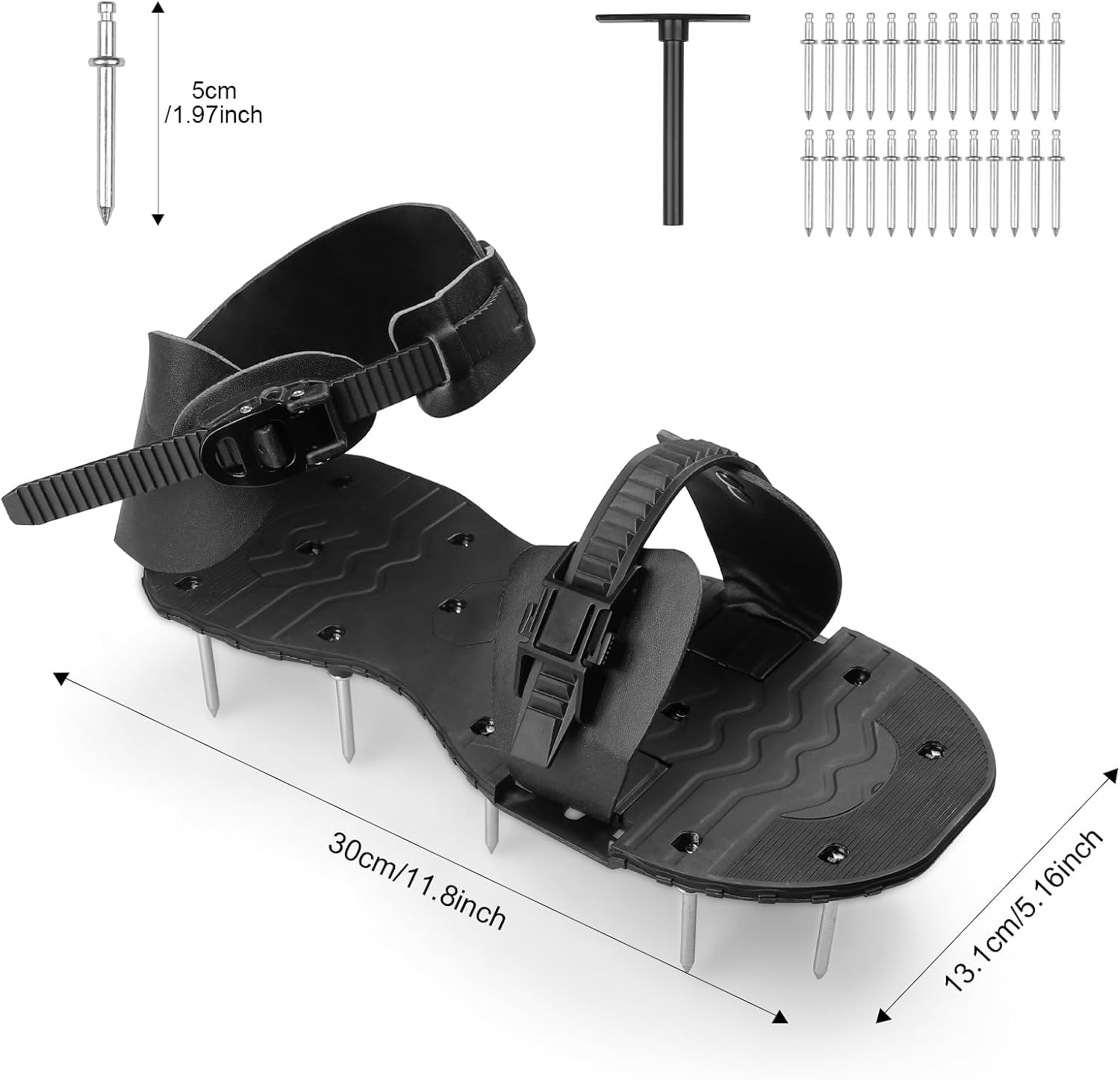 Aeration Shoes for Lawn, Lawn Aerator Shoes for Grass, Stainless Steel Spikes with Adjustable Straps for Garden, Grass Aeration, Floor Paintin