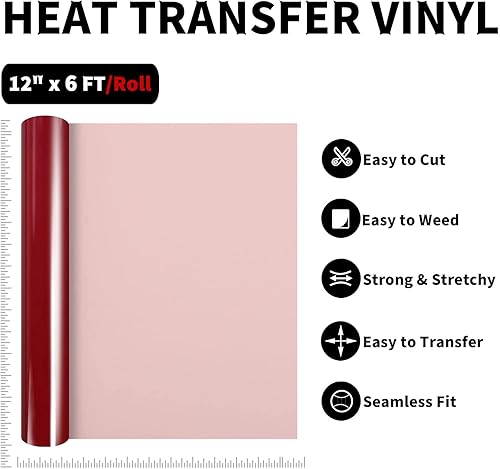 Miniatura 3 de AHIJOY Vinilo de transferencia de calor borgoña HTV vinilo de 12 pulgadas x 6 pies, vinilo rojo vino para planchar para camisetas compatibles con y