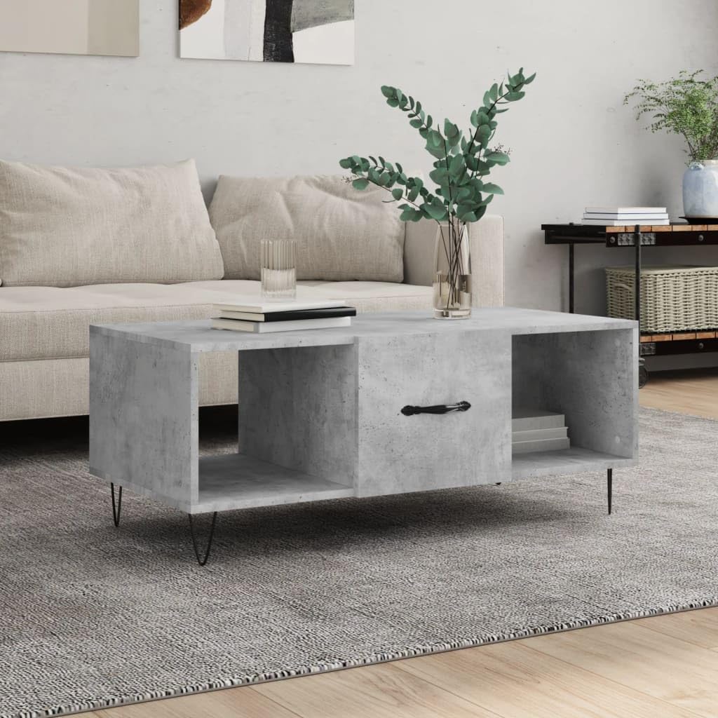 Homgoday Tavolino da caffè grigio cemento 102 x 50 x 40 cm, tavolino in legno ingegnerizzato, tavolino da tè per soggiorno, sala ricevimenti degli ospiti, camera da letto e ufficio, mobili 225