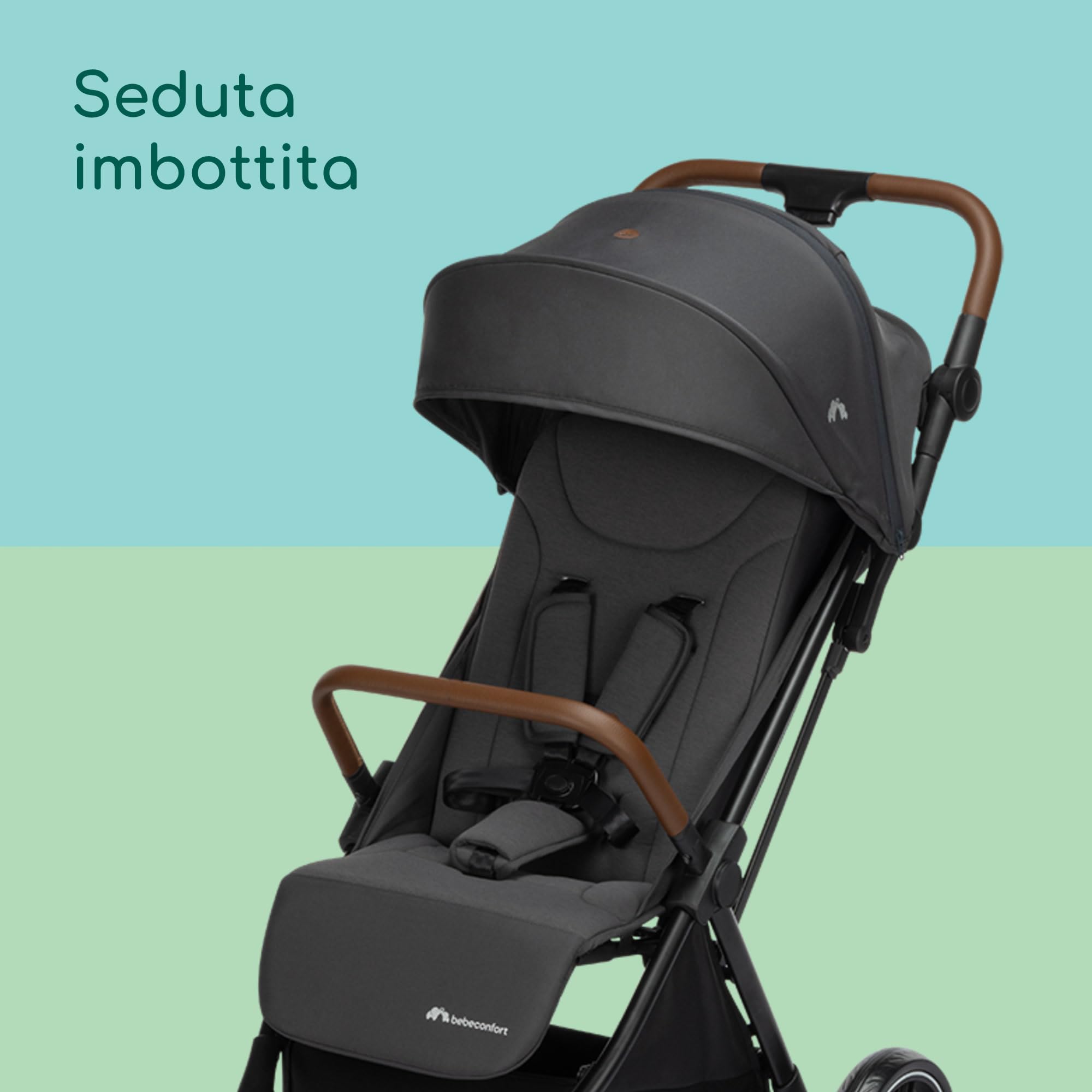 Bebeconfort Indra, Passeggino per Bambini 0-4 anni (22 kg), Chiusura Rapida Automatica, Passeggino Compatto Reclinabile, Sospensioni Integrate, Compatibile con Seggiolino Auto, Mineral Graphite