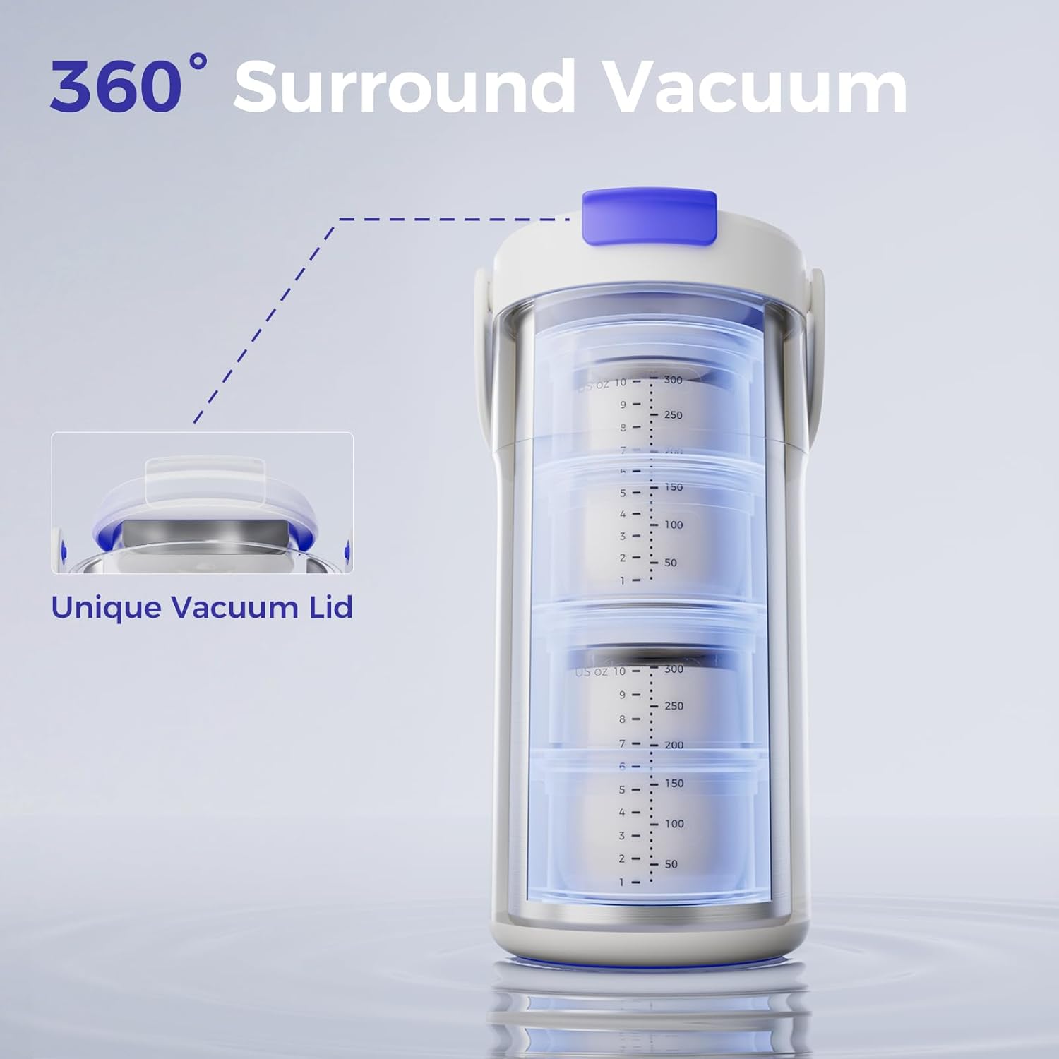 Portable Breast Milk Cooler, 4 Ice Rings, 360°Cooling with Vacuum Lid, Safe Chill for 30H+, 22oz Large Capacity with 2 Bottles, Rapid Chill to 40℉, Extra Wide Opening, Ideal for Work & Travel