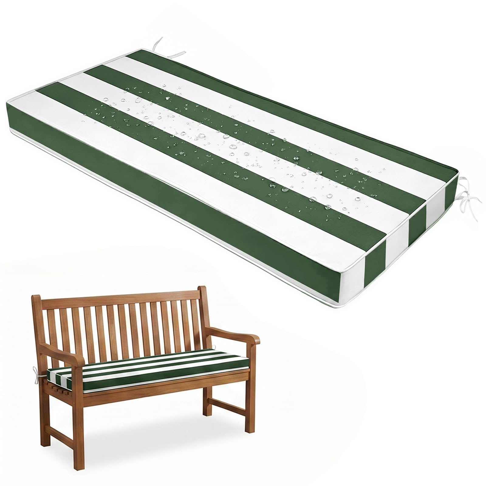 PTKG Outdoor Seat Pads 2/3/4 Seater Piped Edge Weather Resistant Garden Bench Cushions Non-Slip Seat with Zipper for Indoor Outdoor Furniture, Living Room, Kitchen, Patio — image 1