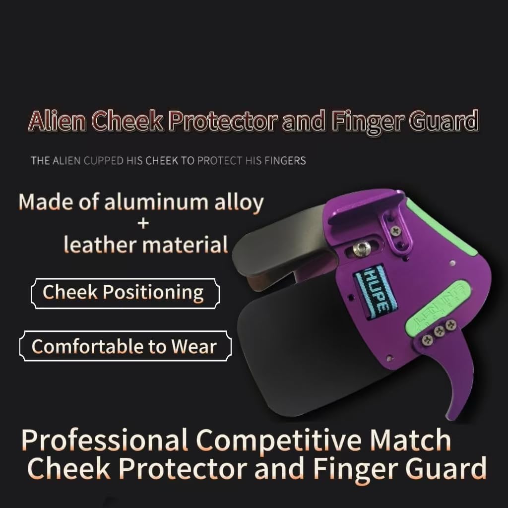 Archery Metal Finger Tab & Finger Guard Set – Purple Alloy & Leather Construction, Ergonomic Design, Adjustable for Comfort & Precision, Competitive Shooting Accessory​(