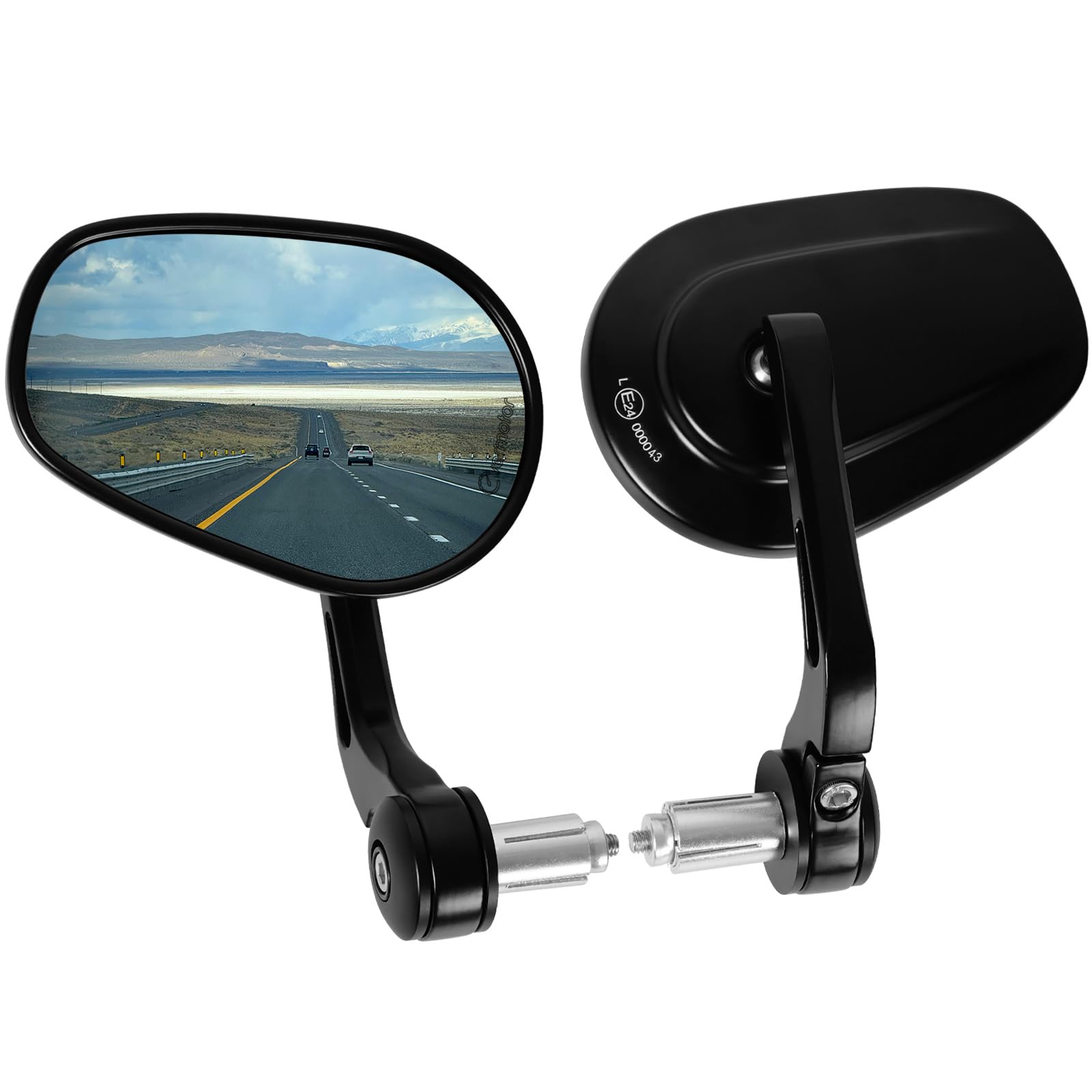 evermotor Rétroviseur universel de moto, rétroviseur d'extrémité de guidon homologué E, miroir de moto pivotant à 360°, pour quad scooter ATV Scooter, 2 pièces