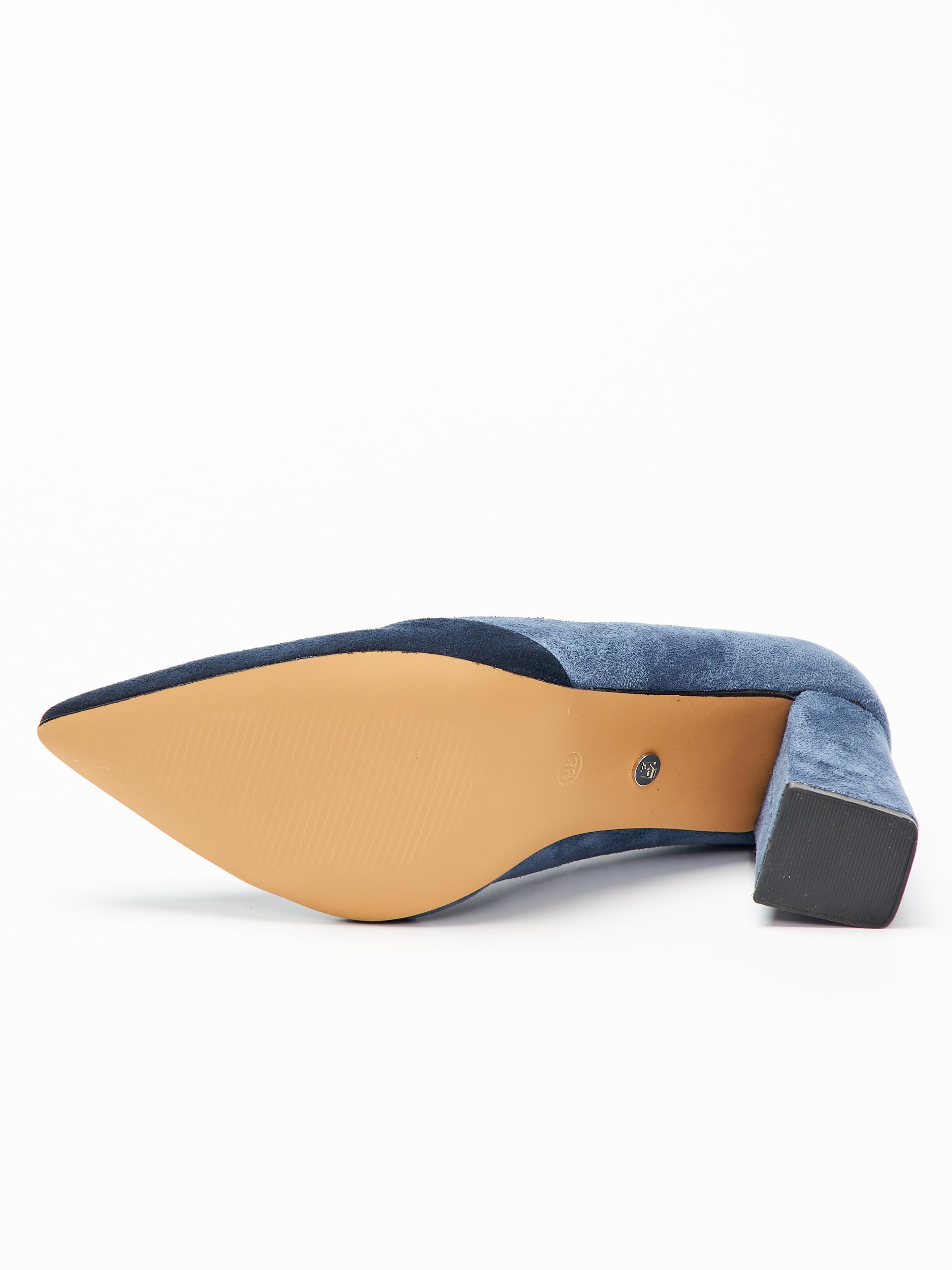 Scarpe con Tacco, Decollete con Tacco a Blocco, Blu/Navy, 8.5 cm, Сamoscio Sintetico, High Heels, 7041 (Navy MF, 35 EU)