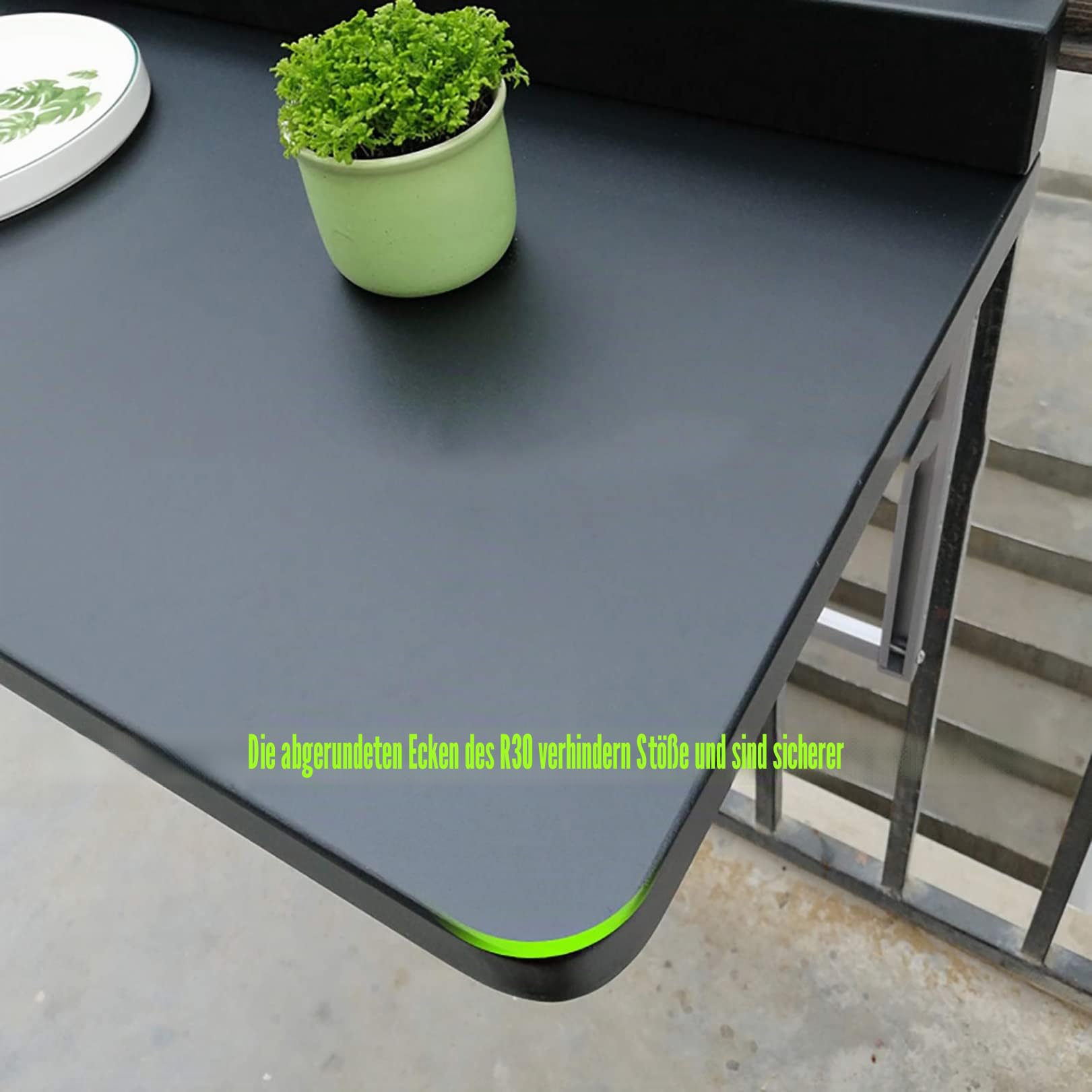 Balkonhängetisch Klappbar Hängend, Balkon-Hängetisch,5-Fach Höhenverstellbarer Hängetisch Kleiner Balkontisch Aufklappbar, Klapptisch, Wandtisch Für Terrasse Garten Geländer Tisch