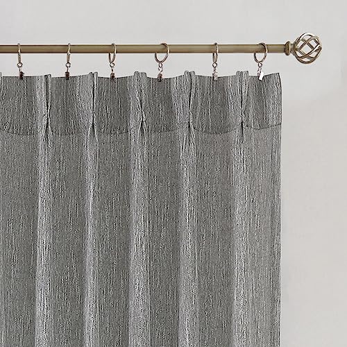 Image of Vision Home Pinch Pleated Gray Semi Sheer Curtains Textured Light Filtering Window Curtains 72 inch for Living Room Bedroom Rayon Blended Charcoal Grey Pinch Pleat Drapes with Hooks 2 Panels 40 inchWx72 inchL