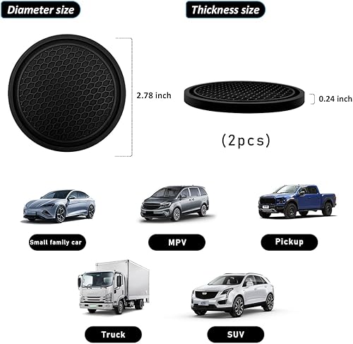 Miniatura 2 de 2 posavasos para automóvil, adornos incrustados impermeables en forma de panal de abeja, inserto antideslizante de PVC de 2.75 pulgadas para la