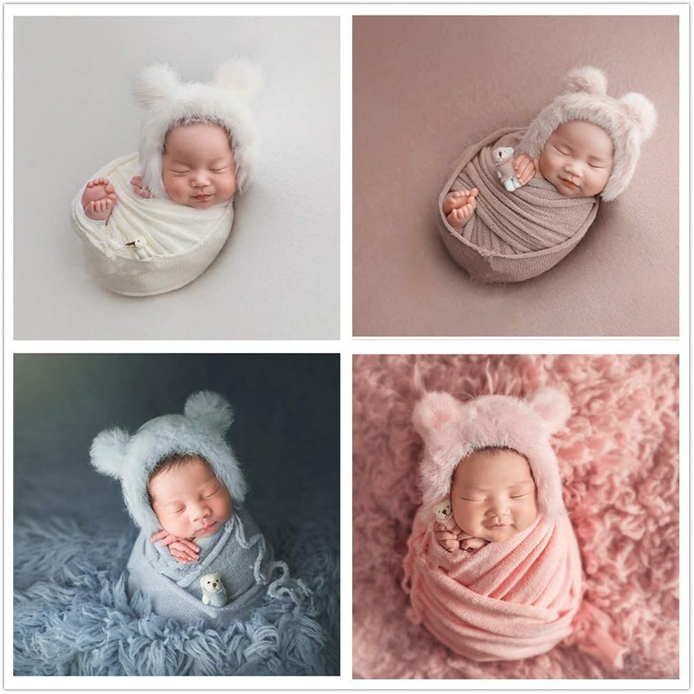 Newborn Photography Props Boys Girls Wrap Baby Photo Props Soft Knit Blanket Cloth (Red)