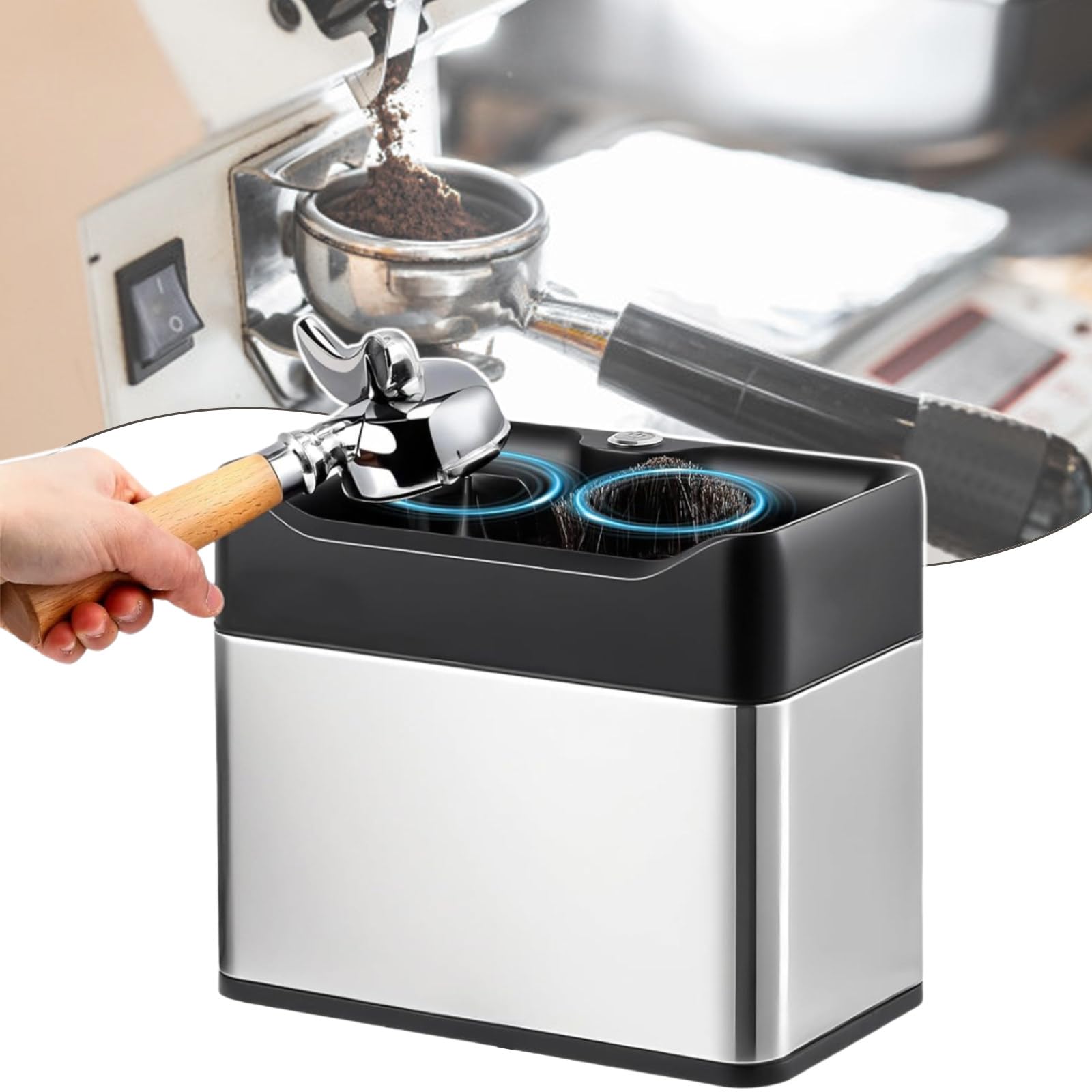 Xeeaofe Portafilter Cleaner Machine – Electric Coffee Portafilter Scraper For 51Mm & 58Mm Handles, Coffee Portafilter Cleaning Machine With 3 Mounting Options