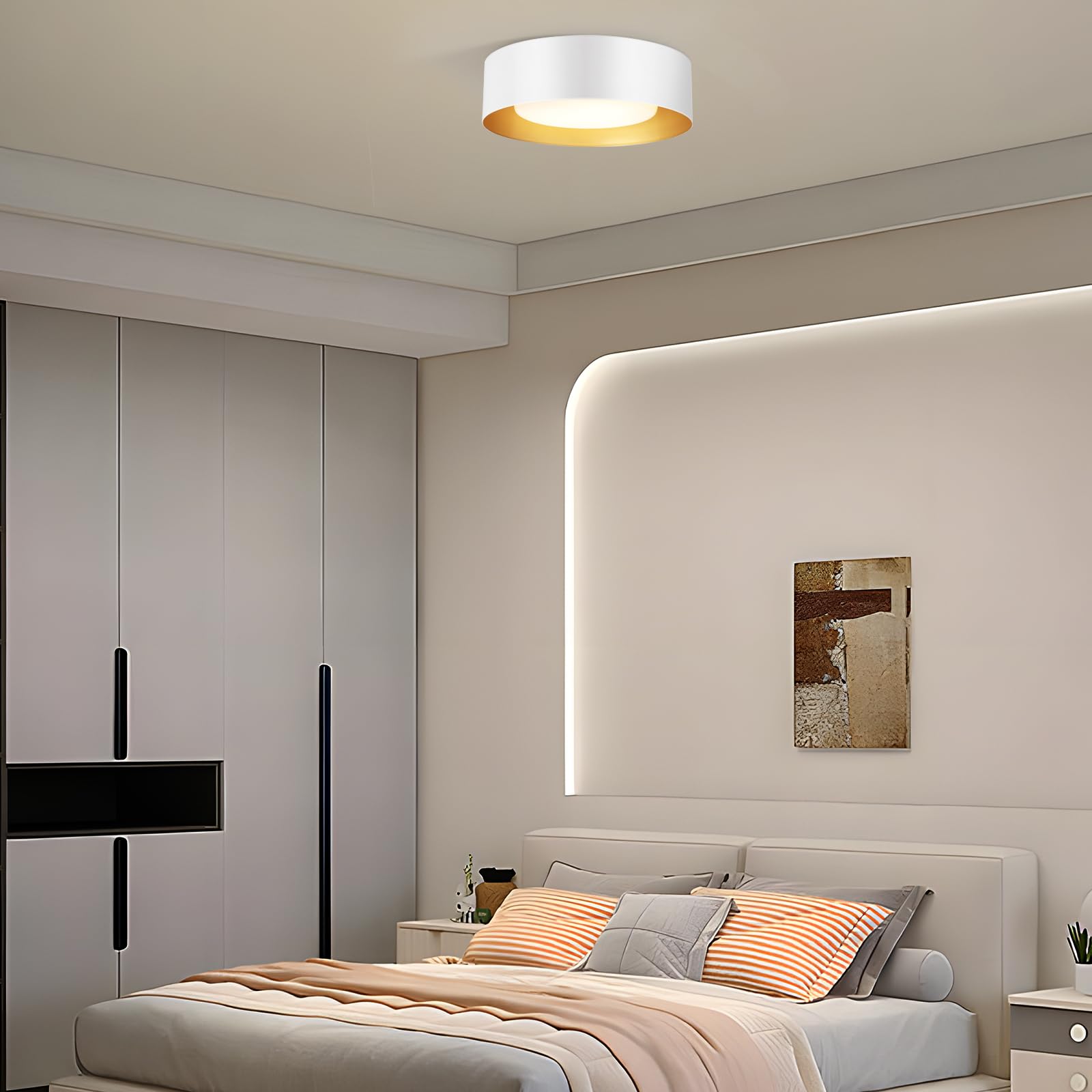 Vikaey Modern Mid Century Flush Mount Ceiling Light, 2-Light