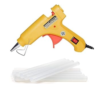 Fadman Electric 20W Yellow Mini Hot Melt Glue Gun With 8 Pcs Hot Melt Glue Stick Standard Temperature Corded Glue Gun (7 mm)