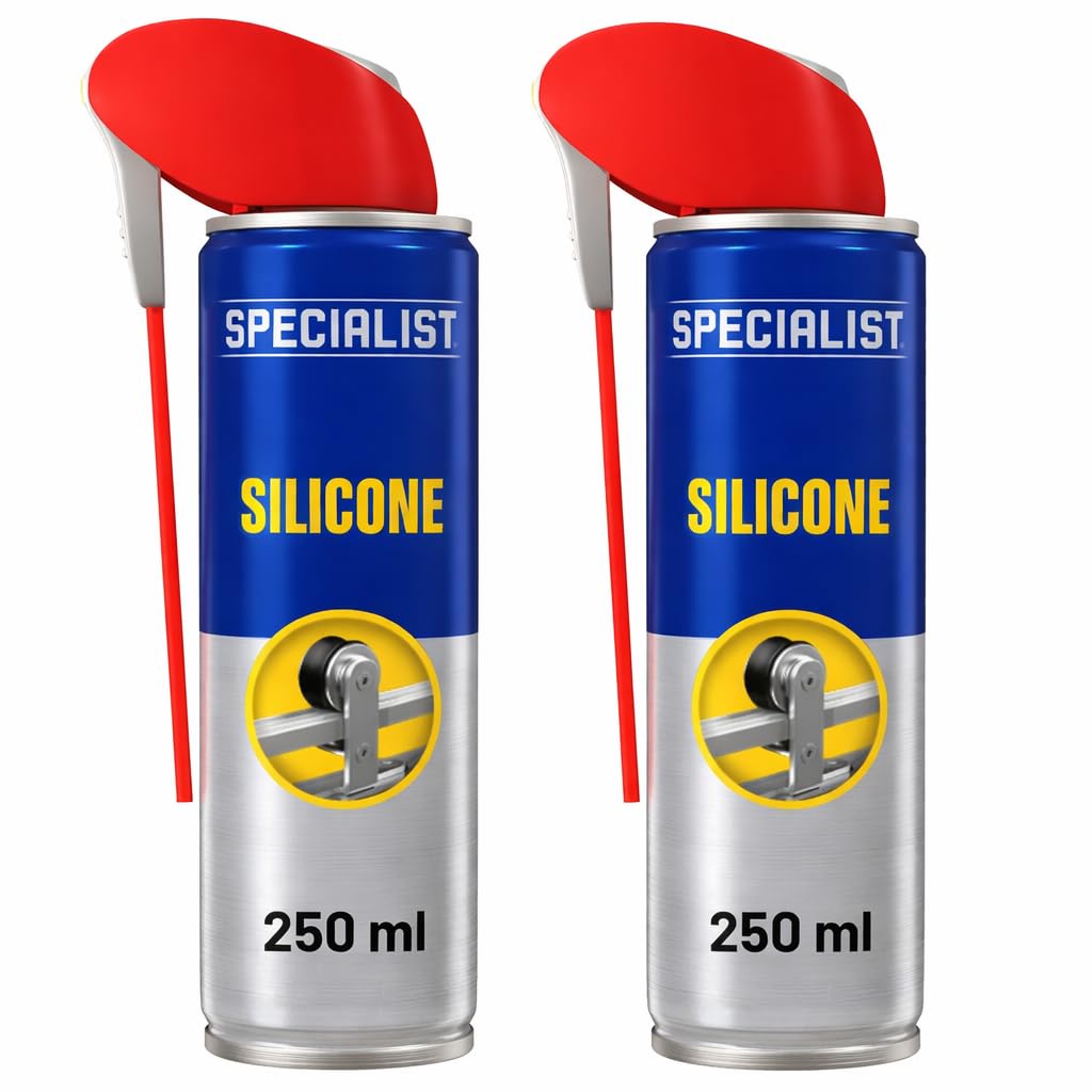 Silicone Spray Lubricant 250ml Pack of 2 – Versatile All-Weather Protection for Extended Tool Life, Repels Moisture, Dust & Grime, Reduces Friction, Smart Straw Applicator Included