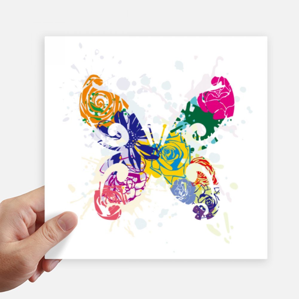 Autocollant papillon coloré 20x20 cm motif graffiti floral sticker carré pour pc