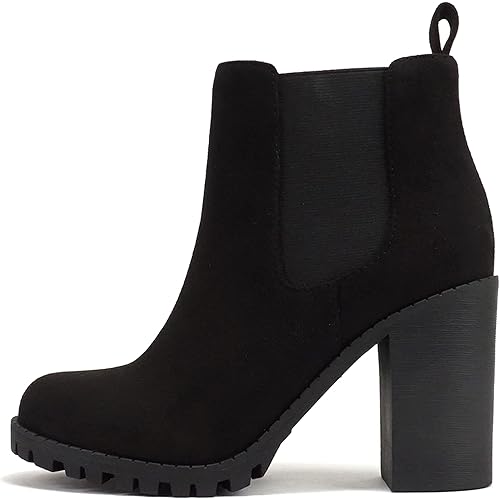 Soda Glove - Ankle Boot w/Lug Sole Elastic Gore and Chunky Heel