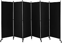 Vista 15 de GOFLAME Divisor de habitación plegable de 3 paneles, pantalla de privacidad enrollable de 6 pies con ruedas bloqueables, pantalla de partición