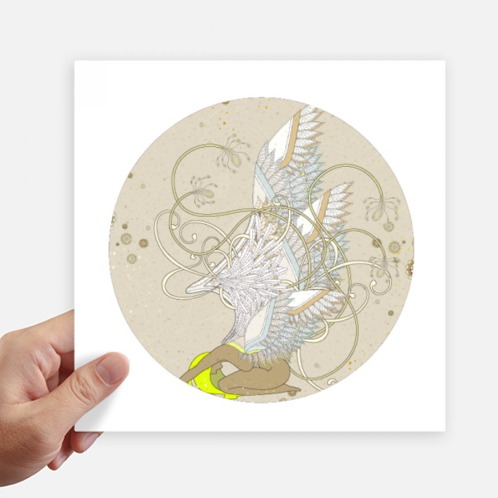 Autocollant carré Japon Ukiyo-E Fleur Wing 20 cm pour sticker déco mur et valise 4Pcs
