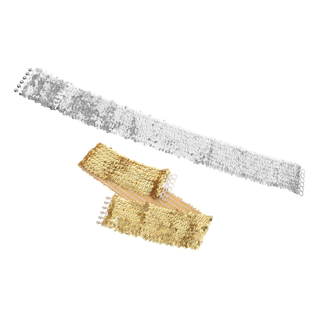Healeved 8 Piezas Cinturón Elástico de Lentejuelas para Mujer, Ajustable Acentúa Curvas, Adecuado para Fiestas y Carnavales, Tejido y Aleación de Zinc