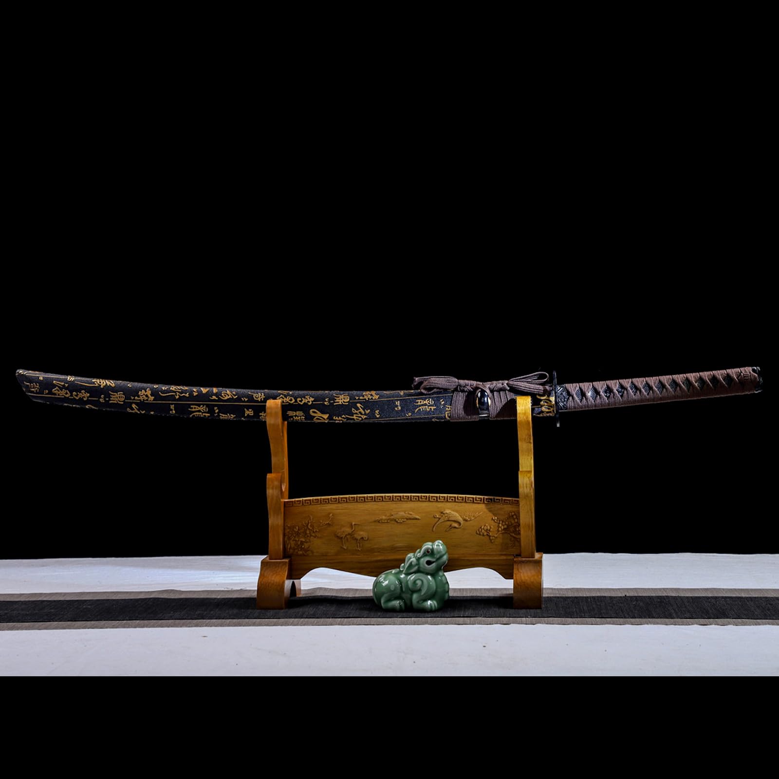 Katana de Madera Hecha a Mano de 103 cm,Vaina Envuelta en Cuero,Hoja Hecha de bambú,Espada samurái de Madera para Cosplay,Artes Marciales,Kendo,Accesorios,Entrenamiento,decoración