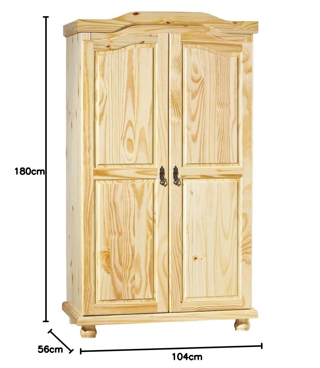 AltoBuy Oliver - Armoire 2 Portes + Penderie Bois Massif Naturel