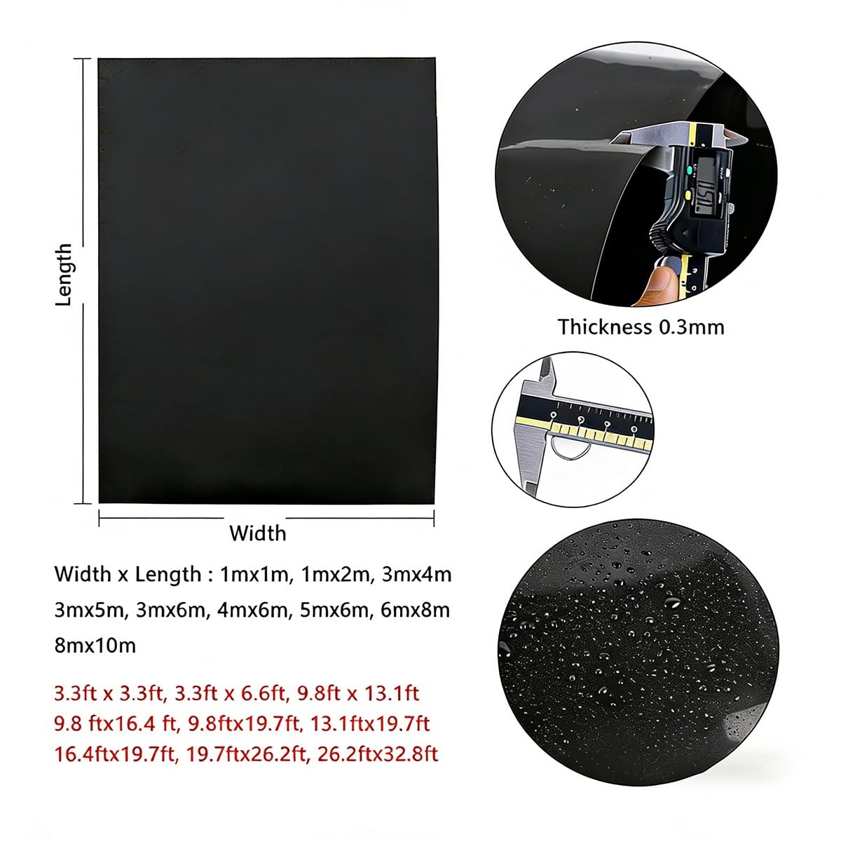 Bâche flexible pour étangs à carpes koï et cascades - Sans danger pour les poissons et les plantes - Caoutchouc très résistant - Idéal pour les étangs de jardin - Disponible en 3 m x 4 m - 5 m x 6 m