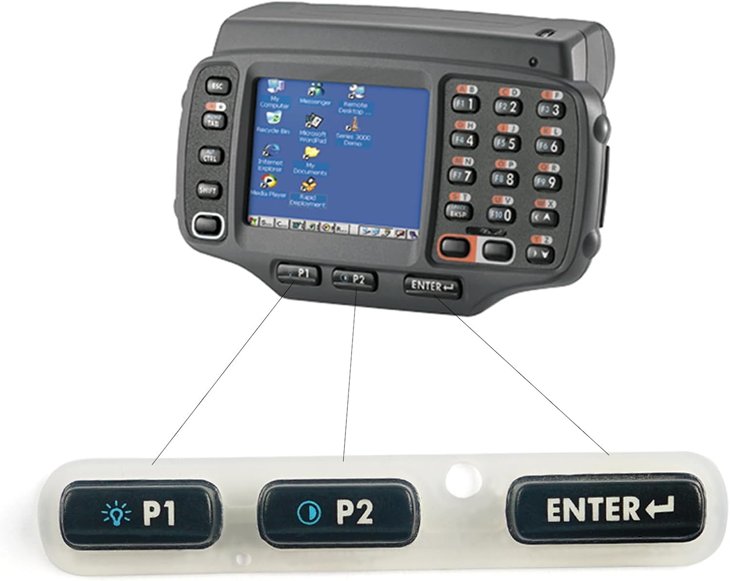 6 PCS Bottom Keypad Replacement (P1 P2 Enter) for Symbol WT4000 WT4070 WT4090 WT41N0 Handheld Barcode Scanner