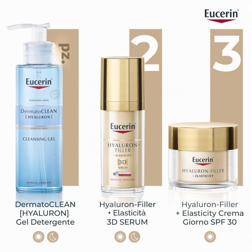 Eucerin Hyaluron-Filler + Elasticity Crema Giorno SPF 30 50 ml, Crema viso antimacchie e antirughe, Formula con Acido Ialuronico elasticizzante e Thiamidol per tutti i tipi di pelle