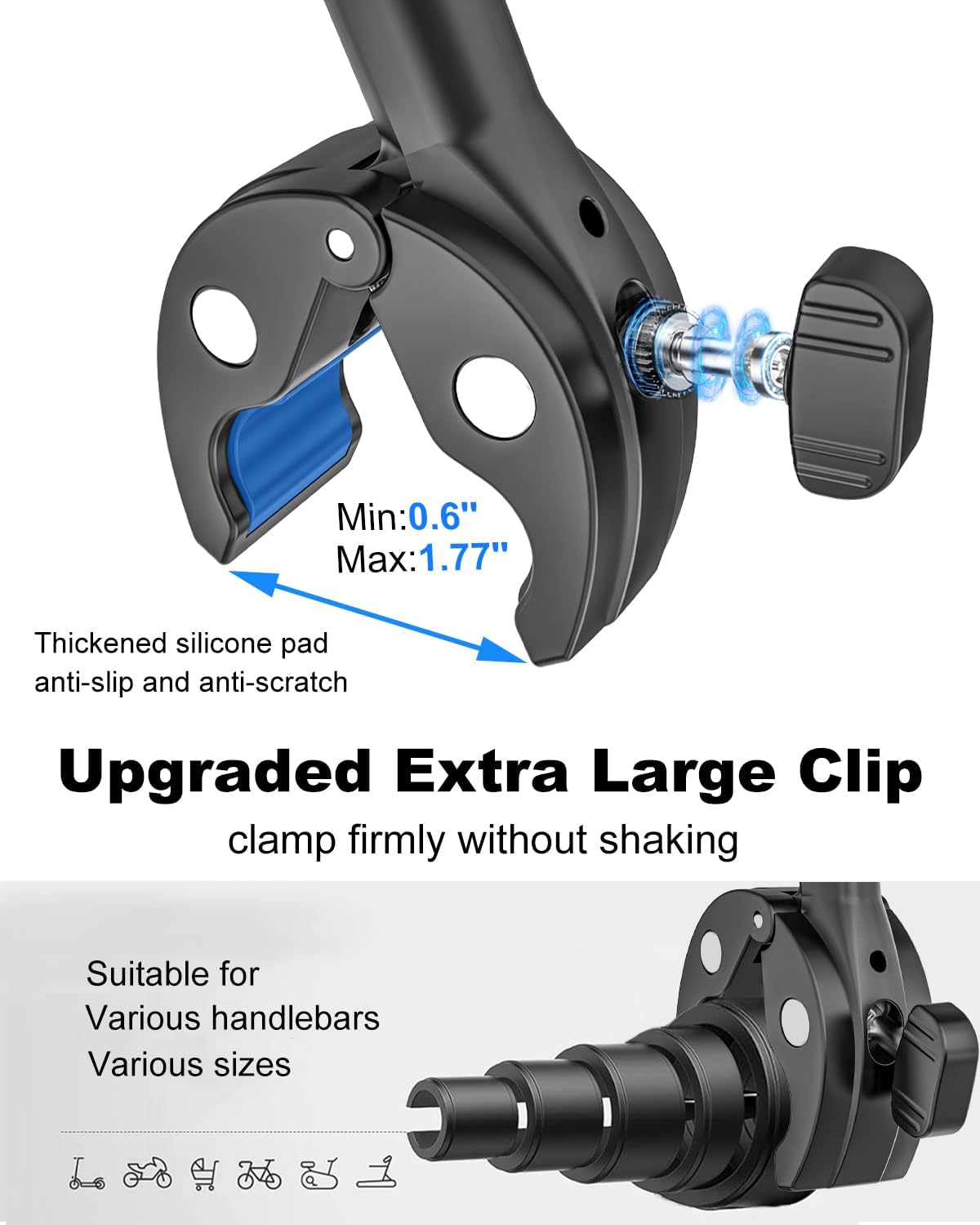 Walker Phone Holder [Super Durable] Long Gooseneck Phone Mount Clamp for Rollator Walker, Rolling Walker, Lightweight Walkers, Walkers for Seniors, Fit for 4~7" iPhone 17 16, All Smartphone