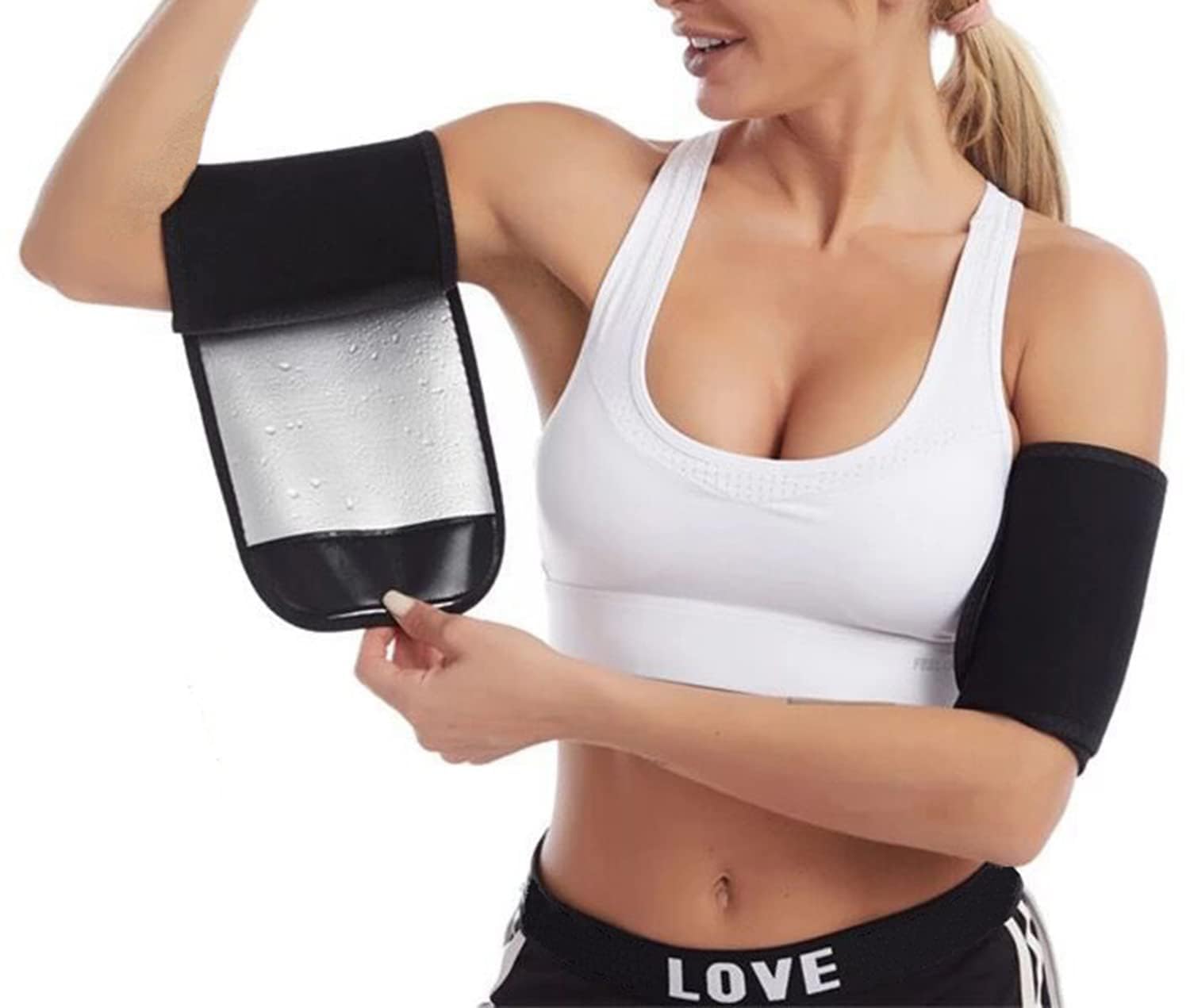 Lancsdom Arm Trimmers for Women & Men,Sauna Sweat Arm Trainer,Adjustable Sweat Arm Shaper Bands(a pair), Black, C-20