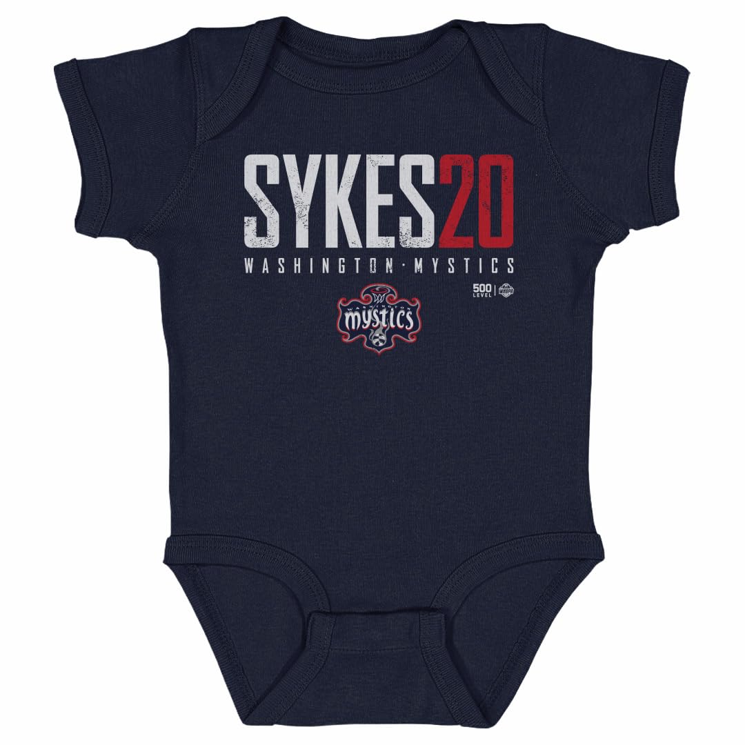 500 LEVEL Brittney Sykes Washington Mystics One-Piece Infant Bodysuit - Brittney Sykes Washington Mystics Elite WHT (Navy, 18M)
