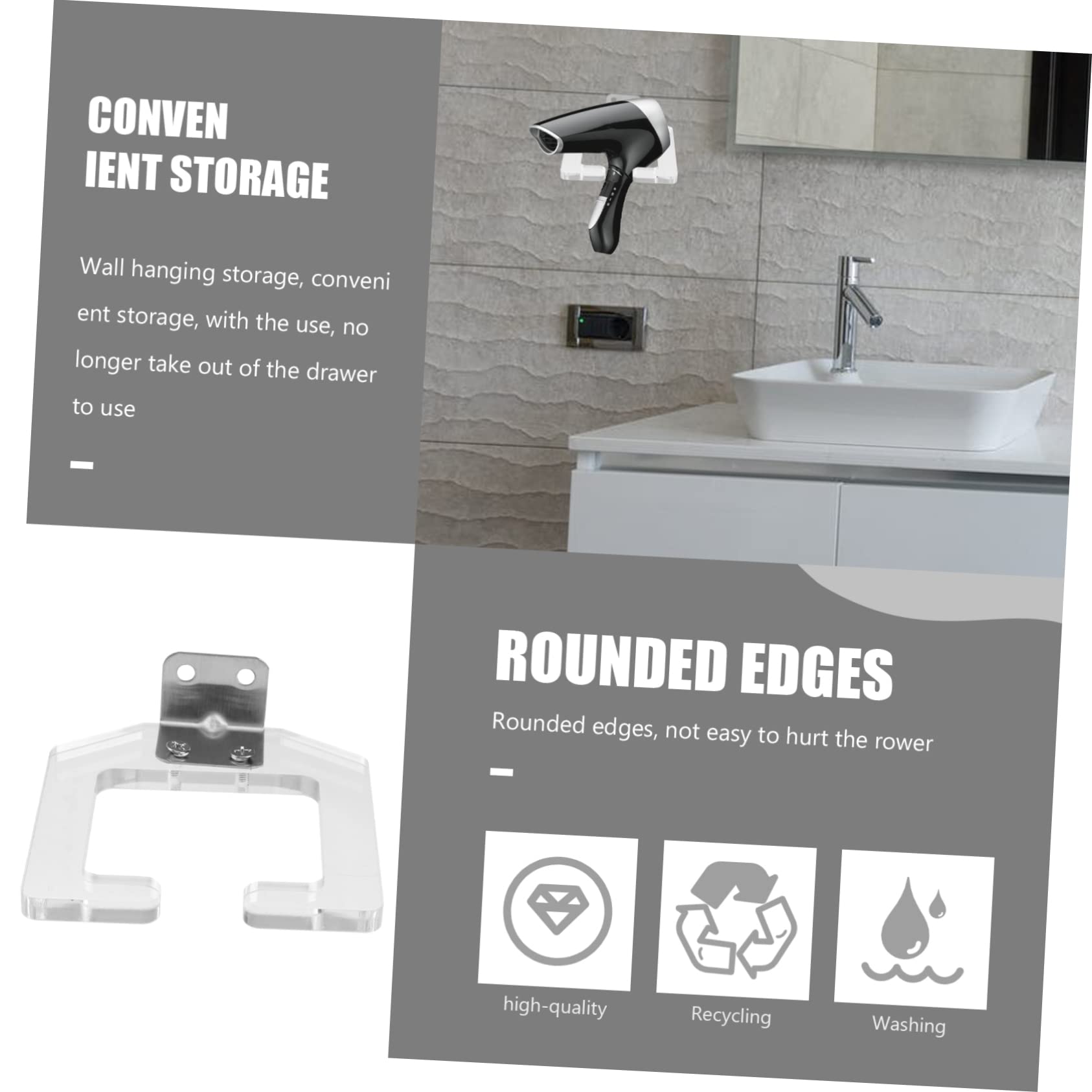 Cabilock 3pezzi Supporto Per Asciugacapelli Da Parete Mensola Salvaspazio Per Phon e Accessori Da Bagno Design Resistente Per Casa e Salone Di Bellezza
